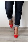 Kırmızı Stiletto Orta Boy İnce Topuklu Ayakkabı