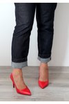 Kırmızı Stiletto Orta Boy İnce Topuklu Ayakkabı
