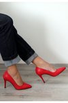 Kırmızı Stiletto Orta Boy İnce Topuklu Ayakkabı