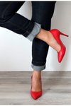 Kırmızı Stiletto Orta Boy İnce Topuklu Ayakkabı