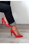 Kırmızı Stiletto Orta Boy İnce Topuklu Ayakkabı