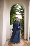 Lacivert Astarlı Şifon Tesettür Abiye Elbise