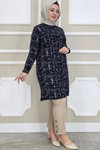 Lacivert Desenli Tunik