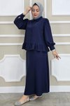 Lacivert Fırfır Detaylı Etekli İkili Takım