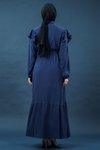 Lacivert Fırfırlı Tesettür Elbise
