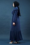 Lacivert Fırfırlı Tesettür Elbise