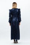 Lacivert Payetli Navy Blue Tesettür Abiye Elbise