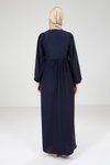 Lacivert Robalı Tesettür Elbise