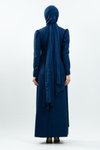 Lacivert Taş Detaylı Tesettür Abiye Elbise