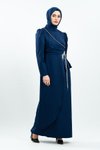 Lacivert Taş Detaylı Tesettür Abiye Elbise