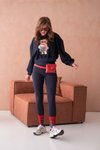 Lacivert Teddy Bear Crop Ayıcıklı Sweat Şardonsuz İnce Tasarım İplik Sweatshirt