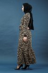 Leopar Kuşaklı Desenli Tesettür Elbise