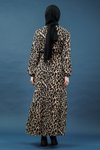 Leopar Kuşaklı Desenli Tesettür Elbise