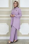Lila Broş Detaylı İkili Tesettür Takım