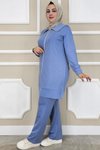 Mavi Beden Taş Detaylı İkili Takım