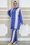 Mavi Dikme Detaylı Kapüşonlu İkili Takım