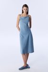 Mavi Midi Askılı Jean Elbise