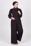 Siyah İnci Detaylı Tulum Elbise