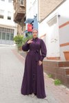 Purple Hidden Buttoned Dress Abaya