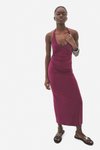 Mor Midi Dökümlü Elbise