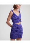 Mor Mini Askılı Drapeli Cutout Elbise