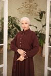 Acı Kahve Ankanoor Önlüklü Medine İpeği Elbise