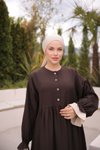 Acı Kahve Ankanoor Önlüklü Oversize Keten Elbise