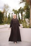 Acı Kahve Ankanoor Önlüklü Oversize Keten Elbise