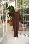 Acı Kahve Ankanoor Reglan Kol Rahat Kalıp Triko Spor Elbise