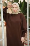 Acı Kahve Ankanoor Reglan Kol Rahat Kalıp Triko Spor Elbise