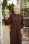Acı Kahve Ankanoor Reglan Kol Rahat Kalıp Triko Spor Elbise