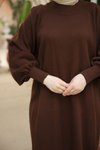 Acı Kahve Ankanoor Reglan Kol Rahat Kalıp Triko Spor Elbise