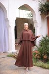 Acı Kahve Ankanoor Yakalı Pelerinli Elbise