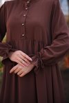 Acı Kahve Ankanoor Yarım Patlı Katlı Elbise