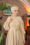 Açık Bej Ankanoor Çift Bantlı Salaş Elbise