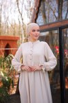Açık Bej Ankanoor Yarım Patlı Katlı Elbise