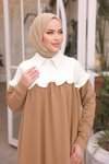 Bej Ankanoor Robası Fırfırlı Garnılı Iki İplik Elbise