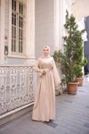 Bej Ankanoor V Robalı Biyeli Belmando Elbise
