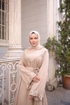 Bej Ankanoor V Robalı Biyeli Belmando Elbise
