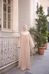 Bej Ankanoor V Robalı Biyeli Belmando Elbise