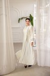 White Ankanoor Sleeve Cuffs and Front Double Piped Abaya