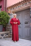 Bordo Ankanoor Balon Kollu Oversize Elbise