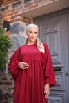 Bordo Ankanoor Balon Kollu Oversize Elbise