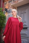 Bordo Ankanoor Balon Kollu Oversize Elbise