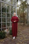 Bordo Ankanoor Kolu Saç Örgülü Elbise