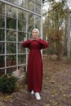 Bordo Ankanoor Kolu Saç Örgülü Elbise