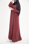 Bordo Ankanoor Modal Cupra Yırtmaç Kol Drapeli Elbise