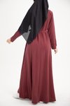 Bordo Ankanoor Modal Cupra Yırtmaç Kol Drapeli Elbise