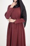 Bordo Ankanoor Modal Cupra Yırtmaç Kol Drapeli Elbise