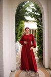 Bordo Ankanoor Reglan Kollu Büzgü Yaka Elbise